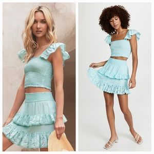 PQ Swim Ari Eyelet Top and Skirt Set In Divine XS NWT
